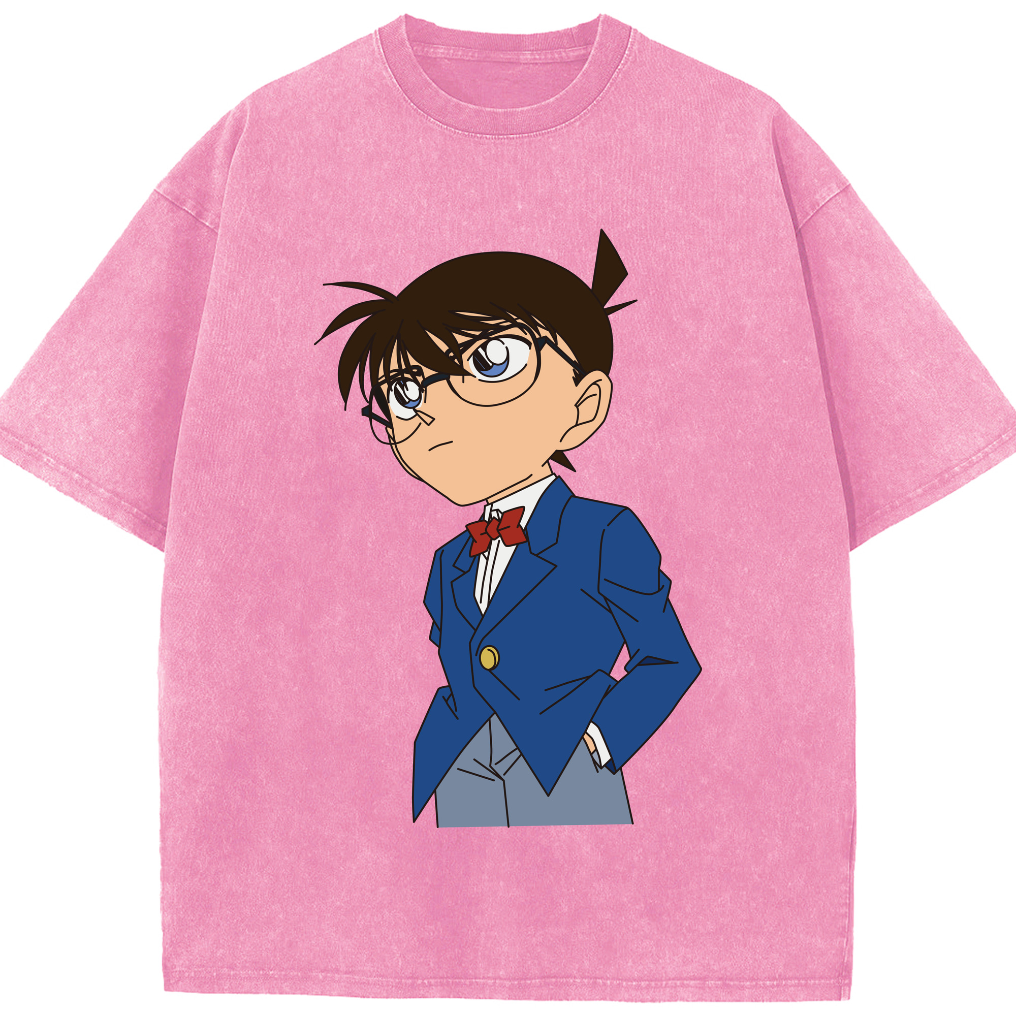 （画像用） 名探偵コナン 江戸川 コナン Detective Conan Conan Edogawa 綿100% ヴィンテージ風 半袖Tシャツ（フロントプリント）